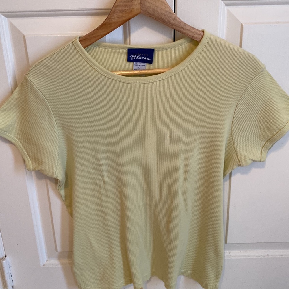 Green Short Sleeve Ribbed Top